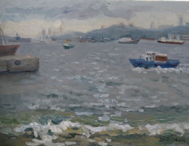 Ζωγραφική με τίτλο "View of the marina…" από Ольга Корнейчук, Αυθεντικά έργα τέχνης, Λάδι