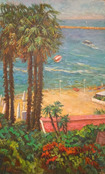 Painting titled "Чёрное море" by Olga Korneichuk, Original Artwork, Oil