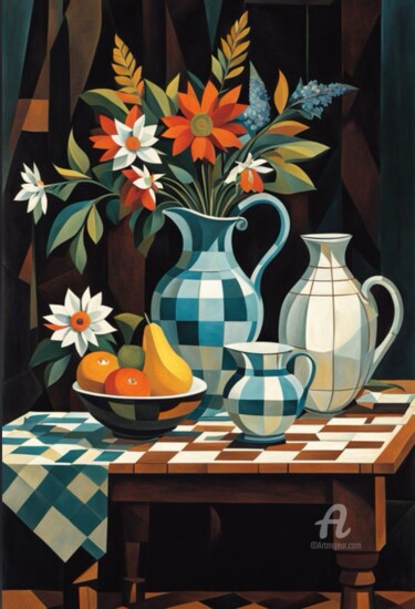 Painting titled "Still life of flowe…" by Olga Makarova, Original Artwork, Oil