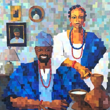 Pittura intitolato "Arranged Marriage" da Olamilekan Okunade, Opera d'arte originale, Acrilico