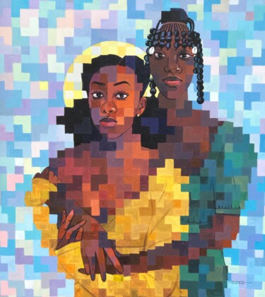Schilderij getiteld "Abiyamọ (mothers th…" door Olamilekan Okunade, Origineel Kunstwerk, Acryl