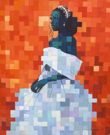 Peinture intitulée "The white wedding II" par Olamilekan Okunade, Œuvre d'art originale, Acrylique