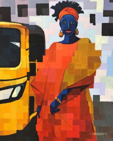 Malerei mit dem Titel "The go-getter" von Olamilekan Okunade, Original-Kunstwerk, Acryl
