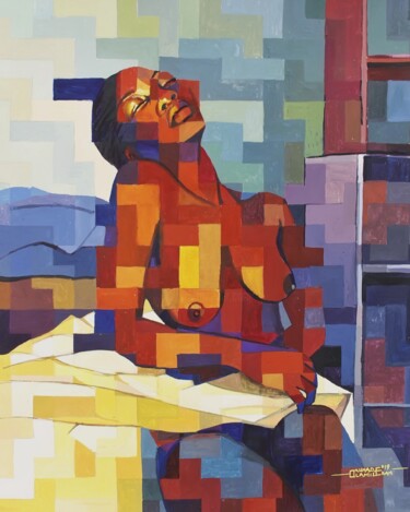 Картина под названием "Broken walls" - Olamilekan Okunade, Подлинное произведение искусства, Акрил