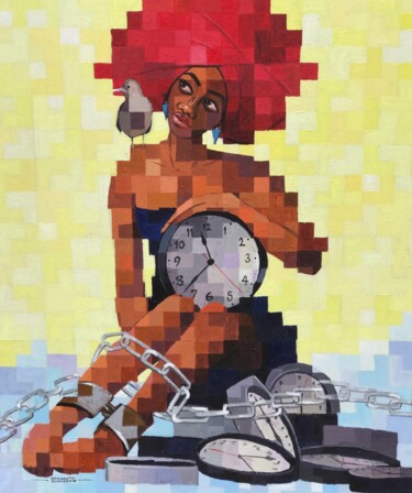 Картина под названием "Cry to freedom" - Olamilekan Okunade, Подлинное произведение искусства, Акрил