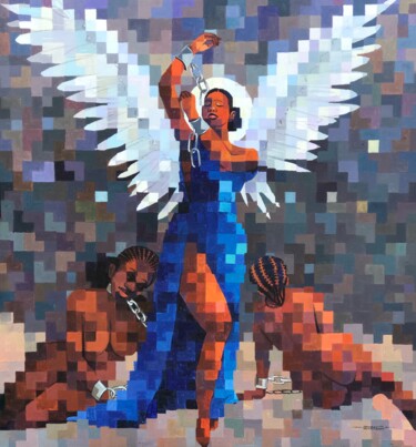 Malerei mit dem Titel "An ode of liberty" von Olamilekan Okunade, Original-Kunstwerk, Acryl