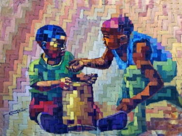 Pittura intitolato "Gift of Melodies" da Olamilekan Okunade, Opera d'arte originale, Olio