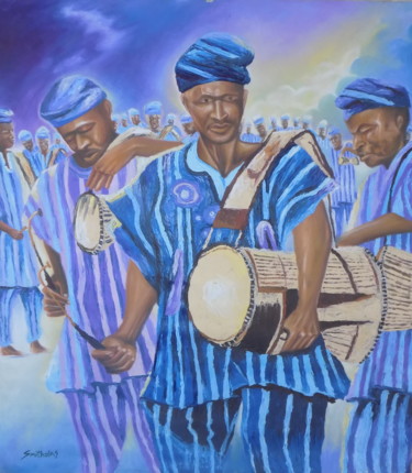 Malarstwo zatytułowany „drummer-2.jpg” autorstwa Olaoluwa Smith, Oryginalna praca, Olej