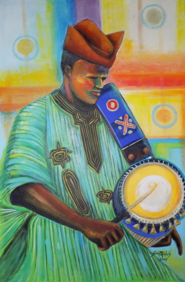 Peinture intitulée "drummer.jpg" par Olaoluwa Smith, Œuvre d'art originale, Acrylique