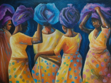 Painting titled "Head Scarf Series" by Olaoluwa Smith, Original Artwork, Oil