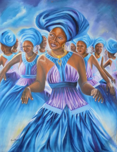 Malerei mit dem Titel "Dance-tune" von Olaoluwa Smith, Original-Kunstwerk, Öl