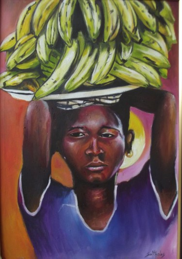 Peinture intitulée "Banana Hawker" par Olaoluwa Smith, Œuvre d'art originale, Acrylique
