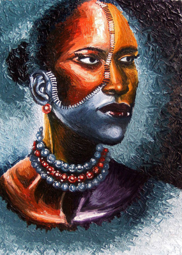 Malerei mit dem Titel "Pride of Africa" von Olaoluwa Smith, Original-Kunstwerk, Öl