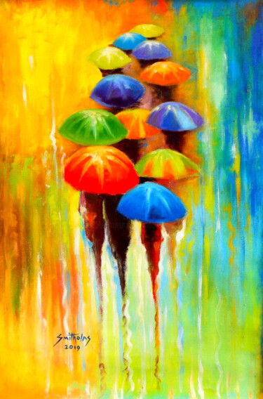 Malerei mit dem Titel "Umbrella Series" von Olaoluwa Smith, Original-Kunstwerk, Acryl