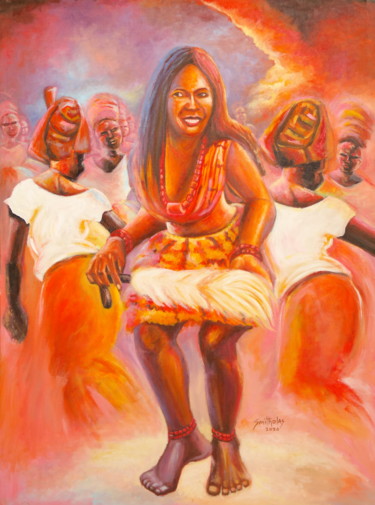 Malerei mit dem Titel "African Mixed Dance…" von Olaoluwa Smith, Original-Kunstwerk, Acryl