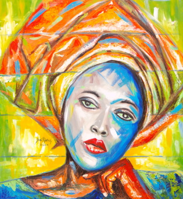 Schilderij getiteld "Strength of a Woman" door Olaoluwa Smith, Origineel Kunstwerk, Acryl