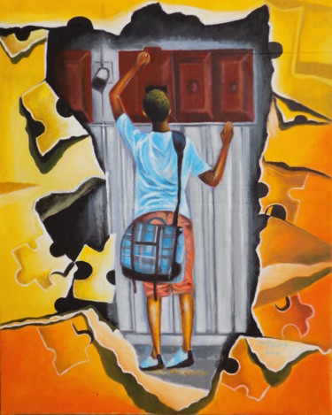 Peinture intitulée "waiting" par Olaoluwa Smith, Œuvre d'art originale, Acrylique