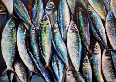 Ζωγραφική με τίτλο "Fish Study" από Olaoluwa Smith, Αυθεντικά έργα τέχνης, Ακρυλικό