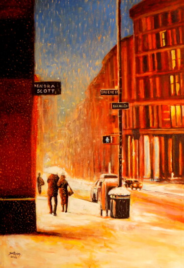 Schilderij getiteld "Winter in Newyork" door Olaoluwa Smith, Origineel Kunstwerk, Acryl