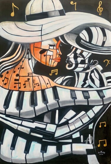 Malerei mit dem Titel "Romance Music Series" von Olaoluwa Smith, Original-Kunstwerk, Acryl