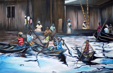 Peinture intitulée "makoko-salining.jpg" par Olaoluwa Smith, Œuvre d'art originale, Huile