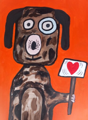 Картина под названием "Demo Dog" - Ole Müller, Подлинное произведение искусства, Акрил Установлен на Деревянная рама для нос…