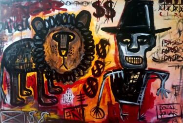 Painting titled "Dollar" by Ole Müller, Original Artwork, Acrylic Mounted on Wood Stretcher frame