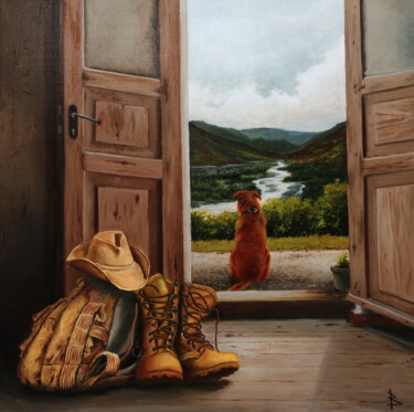 Картина под названием "The traveler" - Oleg Baulin, Подлинное произведение искусства, Масло Установлен на Деревянная рама дл…