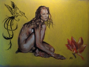 Tekening getiteld "Desert Flower" door Oleg Khe, Origineel Kunstwerk, Pastel