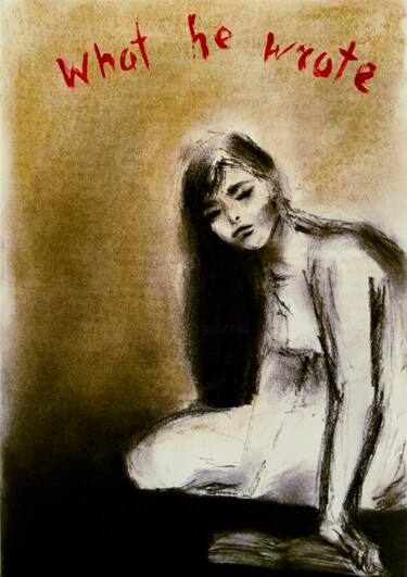 Tekening getiteld "A girl is reading a…" door Oleg Khe, Origineel Kunstwerk, Houtskool