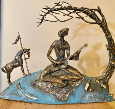 Escultura titulada "Cossack Mamai" por Oleg Kalashnik, Obra de arte original, Bronce