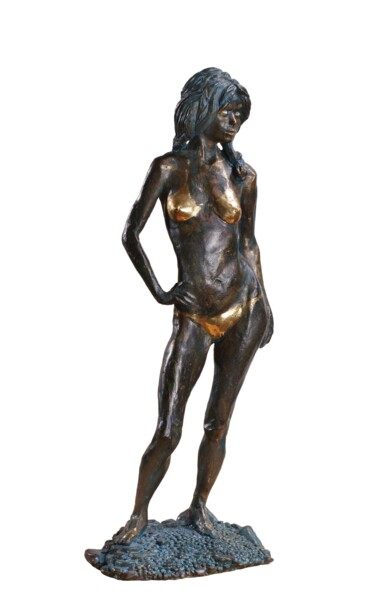 Sculptuur getiteld ""Pebble" - small br…" door Oleg Kalashnik, Origineel Kunstwerk, Bronzen