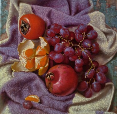 Pintura intitulada "Still life with fru…" por Oleg Khoroshilov, Obras de arte originais, Óleo