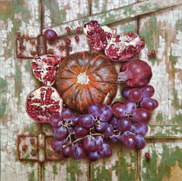 Painting titled "Still life with pum…" by Oleg Khoroshilov, Original Artwork, Oil