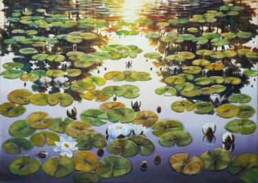 「Water Lilies 2」というタイトルの絵画 Oleg Riabchukによって, オリジナルのアートワーク, オイル