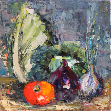 Painting titled "Still life vegetabl…" by Oleg Sharapanovsky, Original Artwork, Oil Mounted on Wood Stretcher frame