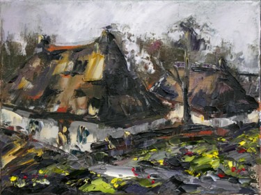Pintura intitulada "Home village. Visit…" por Oleg Sharapanovsky, Obras de arte originais, Óleo Montado em Armação em madeira