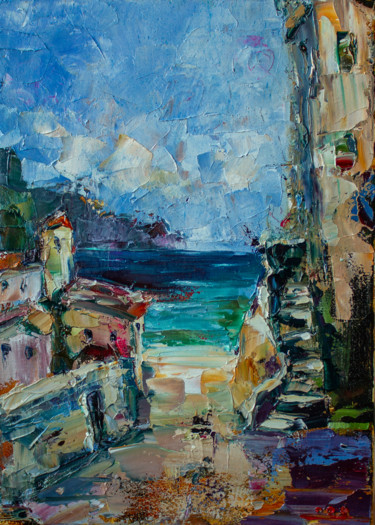 Ζωγραφική με τίτλο "Landscape. Sea and…" από Oleg Sharapanovsky, Αυθεντικά έργα τέχνης, Λάδι Τοποθετήθηκε στο Ξύλινο φορείο…