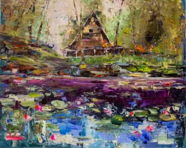 Картина под названием "Oasis of Calm" - Oleg Sharapanovsky, Подлинное произведение искусства, Масло Установлен на Деревянная…