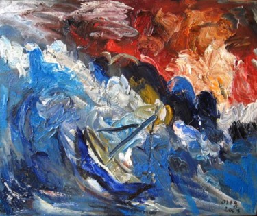 Painting titled "Wave" by Oleg Sheludyakov, Original Artwork, Oil