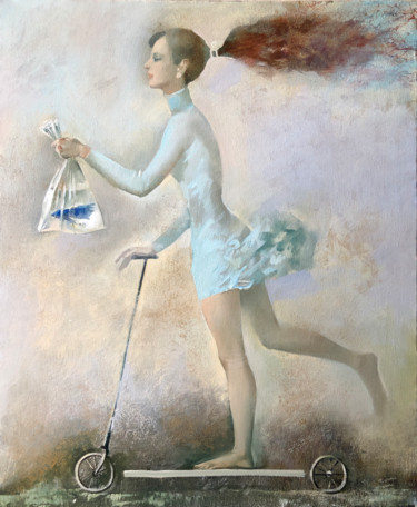 Malerei mit dem Titel "blue fish" von Oleg Tchoubakov, Original-Kunstwerk, Öl