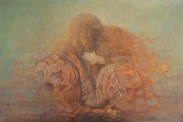 Schilderij getiteld "The kissing" door Oleg Radvan, Origineel Kunstwerk, Acryl