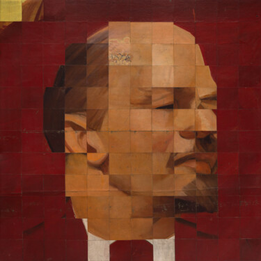 「Recycled Lenin #16」というタイトルの絵画 Oleksandr Balbyshevによって, オリジナルのアートワーク, オイル ウッドストレッチャーフレームにマウント