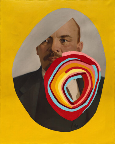 Ζωγραφική με τίτλο "Recycled Lenin #22" από Oleksandr Balbyshev, Αυθεντικά έργα τέχνης, Λάδι Τοποθετήθηκε στο Ξύλινο φορείο…