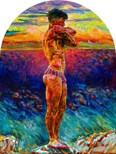 "Sea Sunset" başlıklı Tablo Oleksandr Balbyshev tarafından, Orijinal sanat, Petrol Ahşap Sedye çerçevesi üzerine monte edilm…