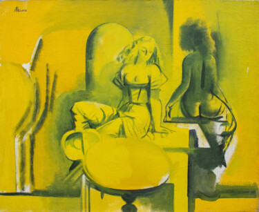 Painting titled "Naked. Yellow" by Oleksandr Belianskyi, Original Artwork, Oil