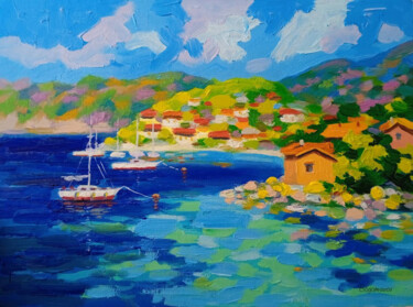 Painting titled "Summer by the Sea" by Oleksandr Bohomazov, Original Artwork, Oil