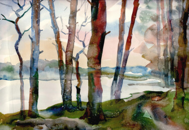 Malerei mit dem Titel "Young spring in the…" von Oleksandr Desiat, Original-Kunstwerk, Aquarell