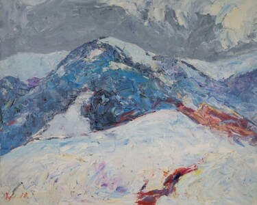 Painting titled "In the mountains" by Oleksandr Khrapachov, Original Artwork, Oil