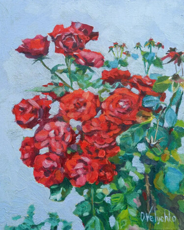 Pintura titulada "Burning Roses" por Oleksandra Velychko, Obra de arte original, Oleo